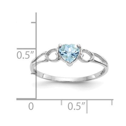 14k White Gold Aquamarine Birthstone Ring
