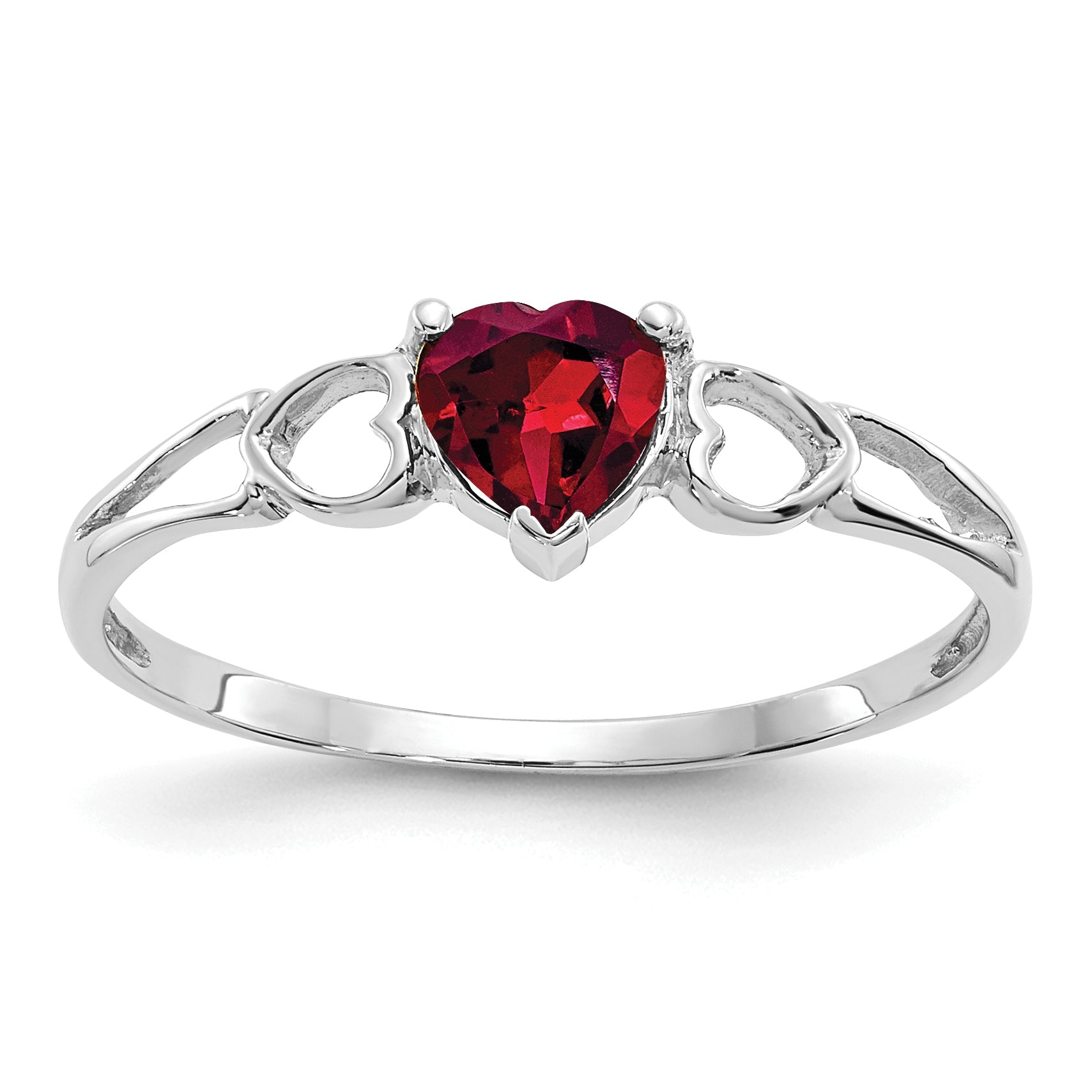 Solid 14k White Gold Rhodolite Simulated Garnet Birthstone Ring
