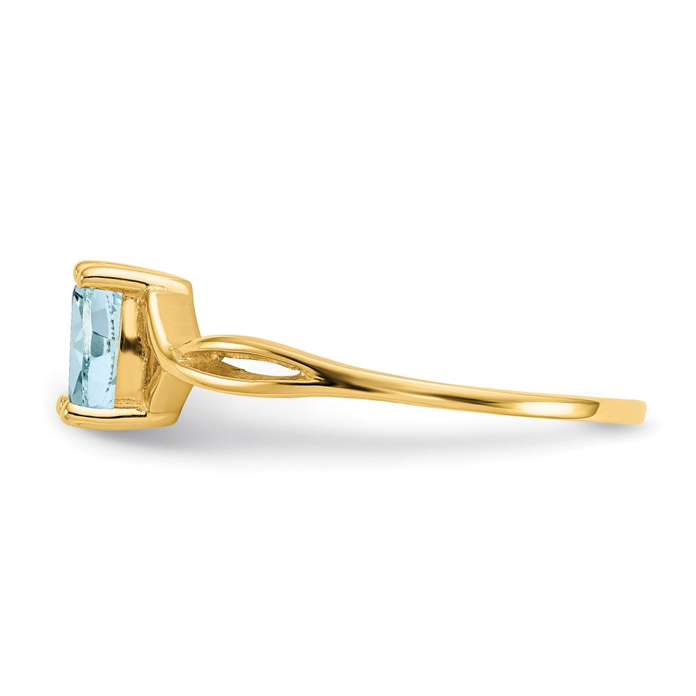 14K Yellow Gold Aquamarine Birthstone Ring