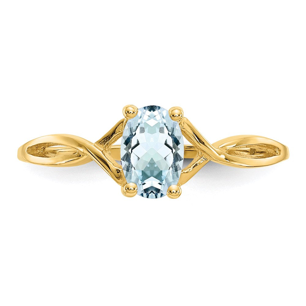 14K Yellow Gold Aquamarine Birthstone Ring