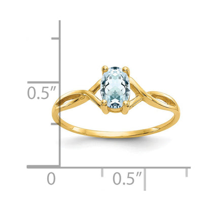 14K Yellow Gold Aquamarine Birthstone Ring