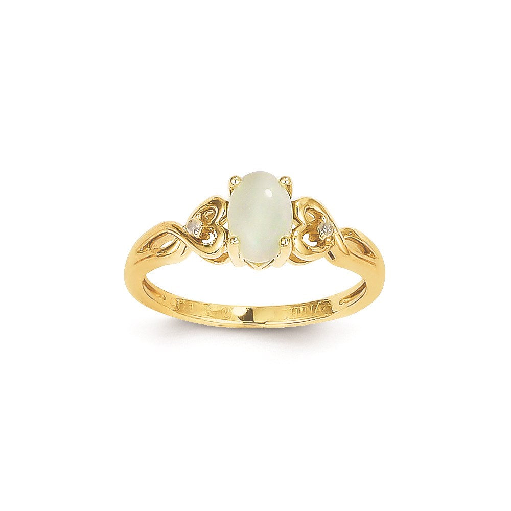 14k Yellow Gold Genuine Opal Diamond Ring