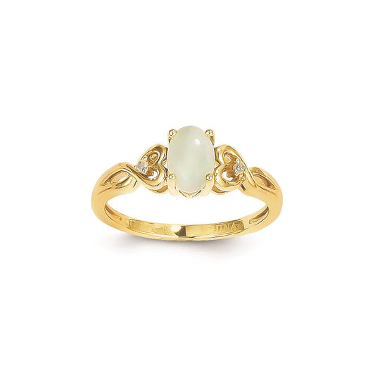14k Yellow Gold Genuine Opal Diamond Ring