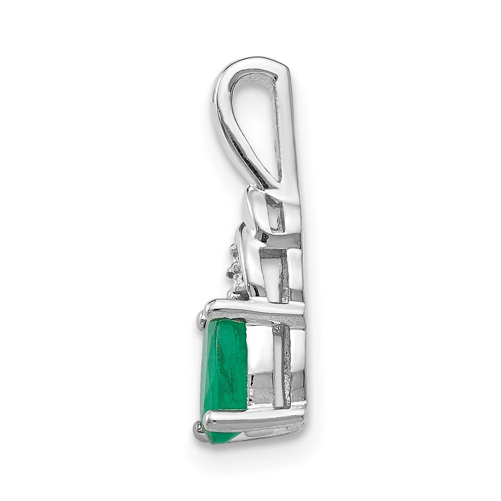 14k White Gold Emerald and Diamond Pendant