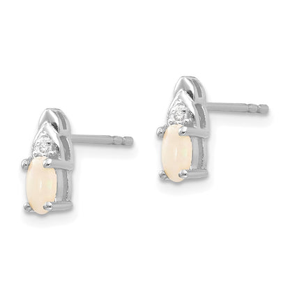 14k White Gold Opal Diamond Earring