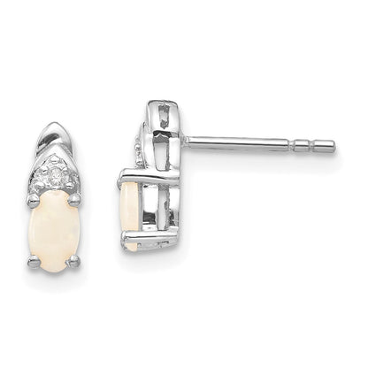 14k White Gold Opal Diamond Earring