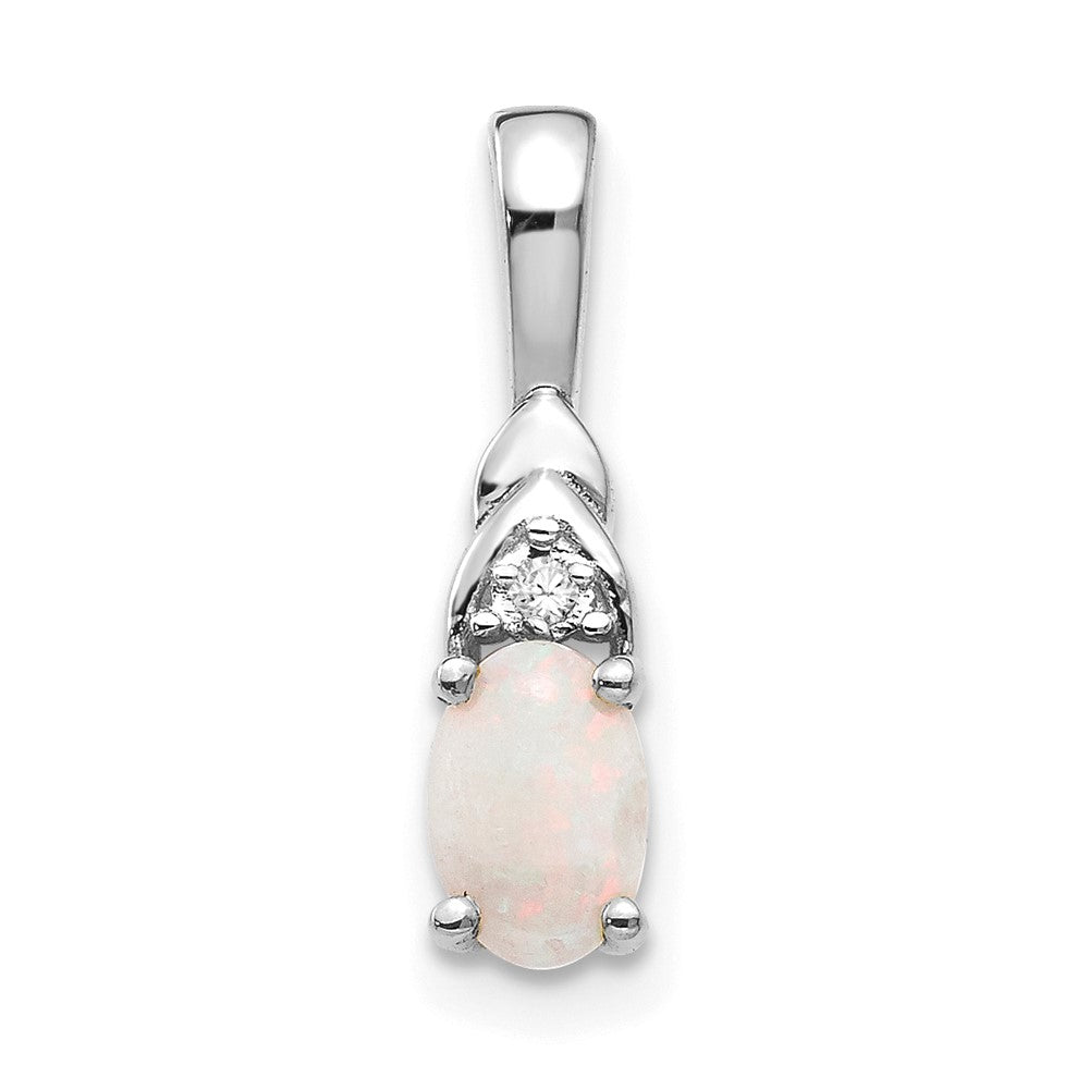 14k White Gold Opal Diamond Pendant