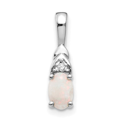 14k White Gold Opal Diamond Pendant