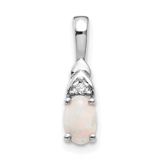 14k White Gold Opal Diamond Pendant