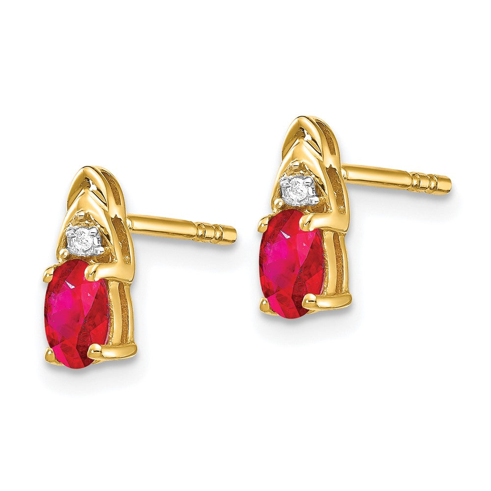 14K Diamond and Ruby Earrings