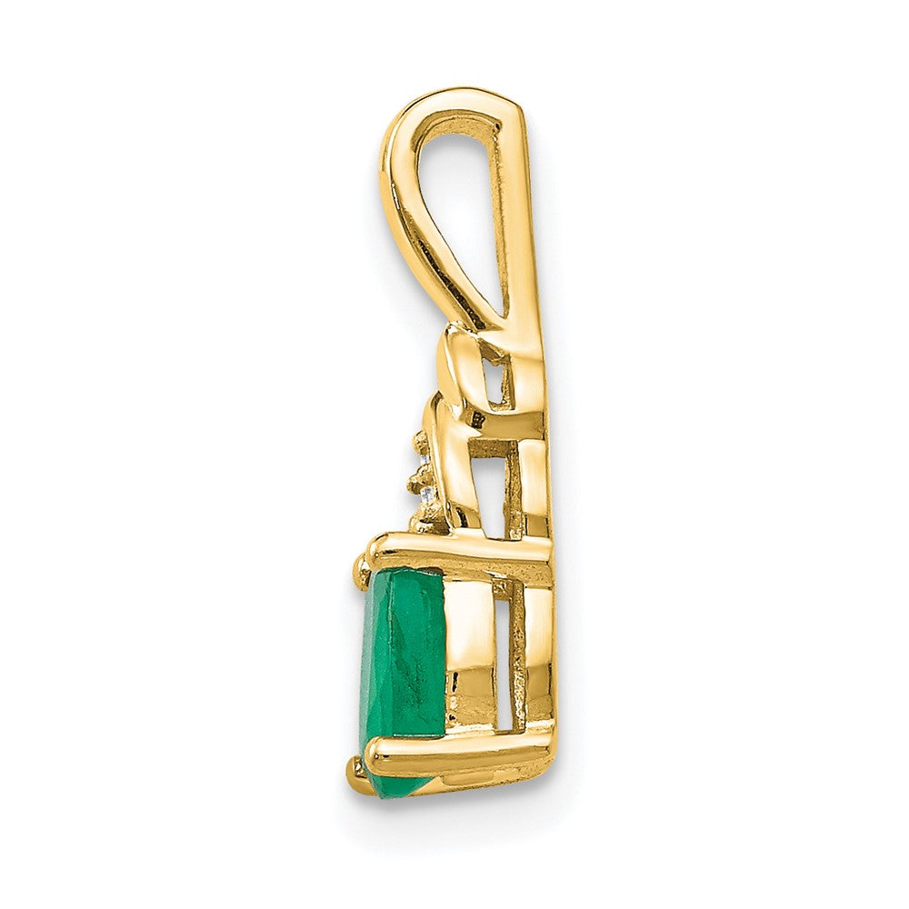 14k Yellow Gold Emerald and Diamond Pendant