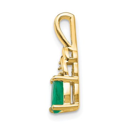 14k Yellow Gold Emerald and Diamond Pendant