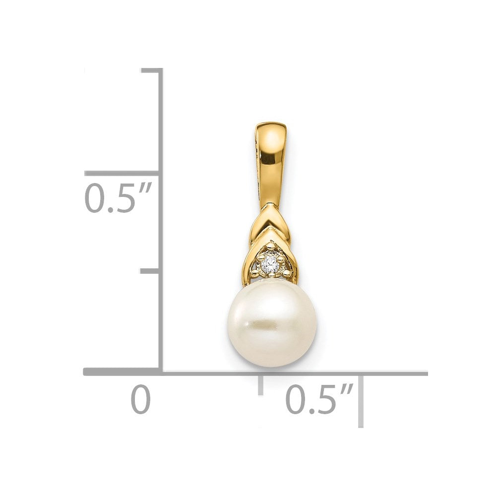 14K Diamond and FW Cultured Pearl Pendant
