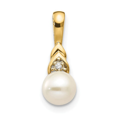 14K Diamond and FW Cultured Pearl Pendant