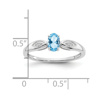 14k White Gold Aquamarine and Real Diamond Ring