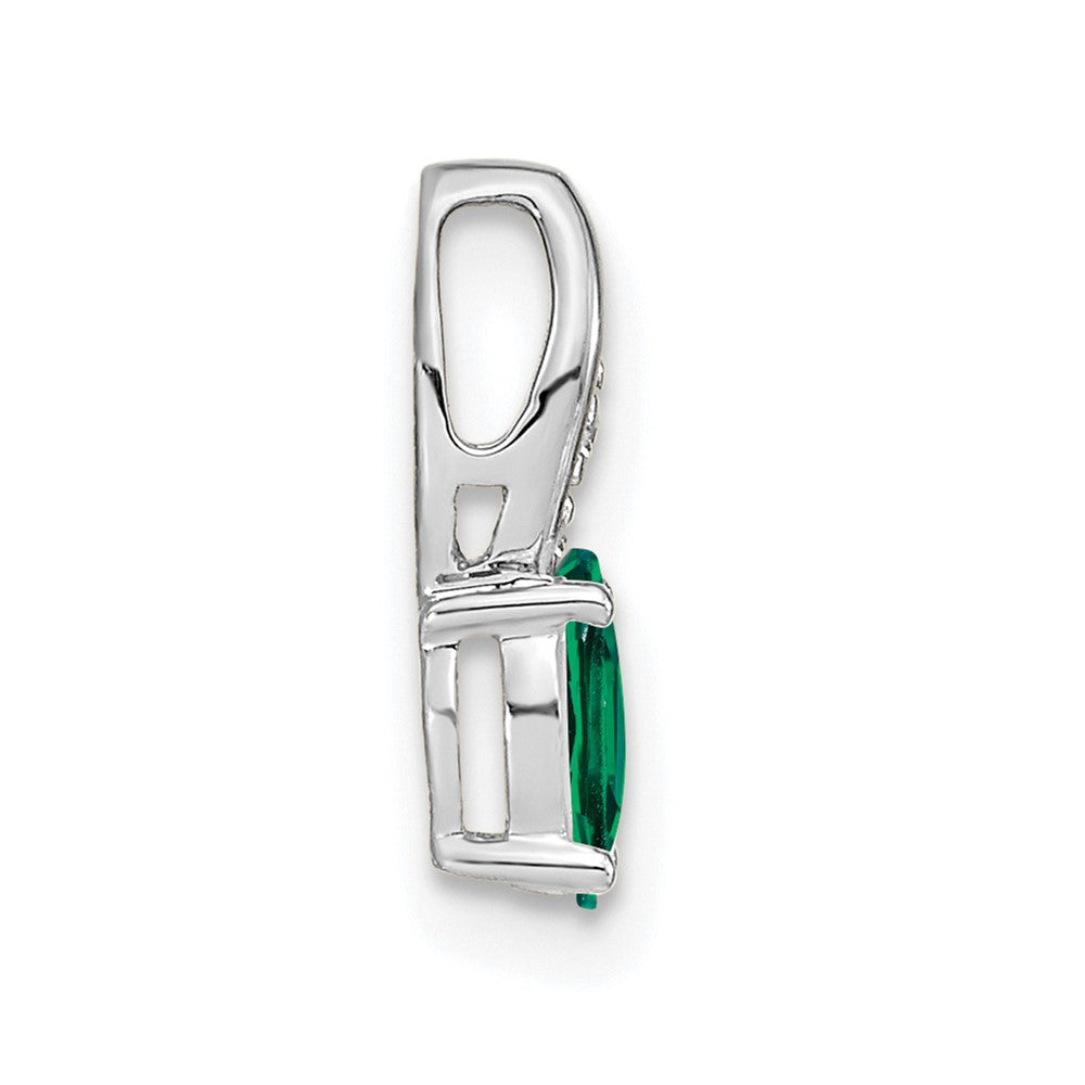 14k White Gold Emerald and Diamond Pendant