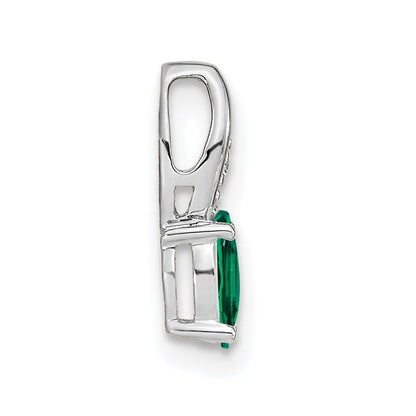 14k White Gold Emerald and Diamond Pendant