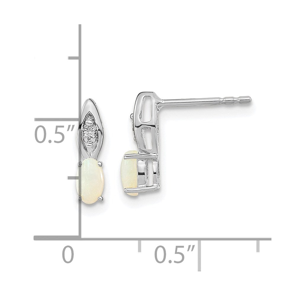 14k White Gold Opal Diamond Earring