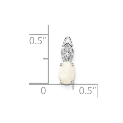 14k White Gold Opal Diamond Pendant