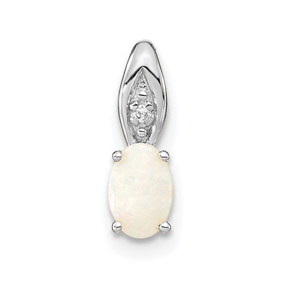 14k White Gold Opal Diamond Pendant