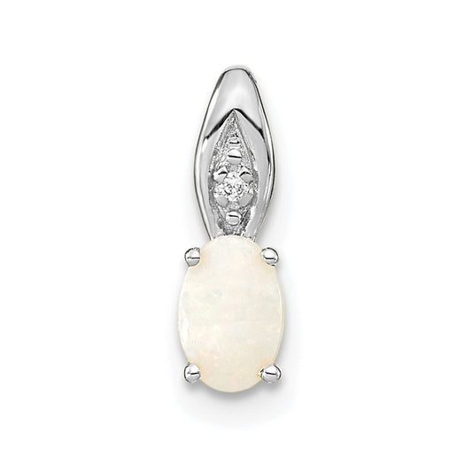 14k White Gold Opal Diamond Pendant