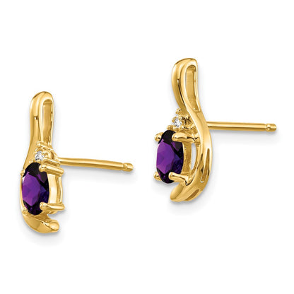 14K Diamond and Amethyst Earrings
