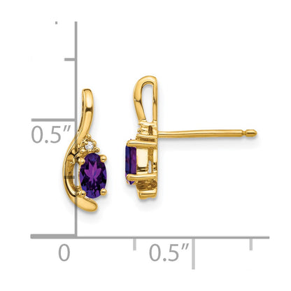 14K Diamond and Amethyst Earrings