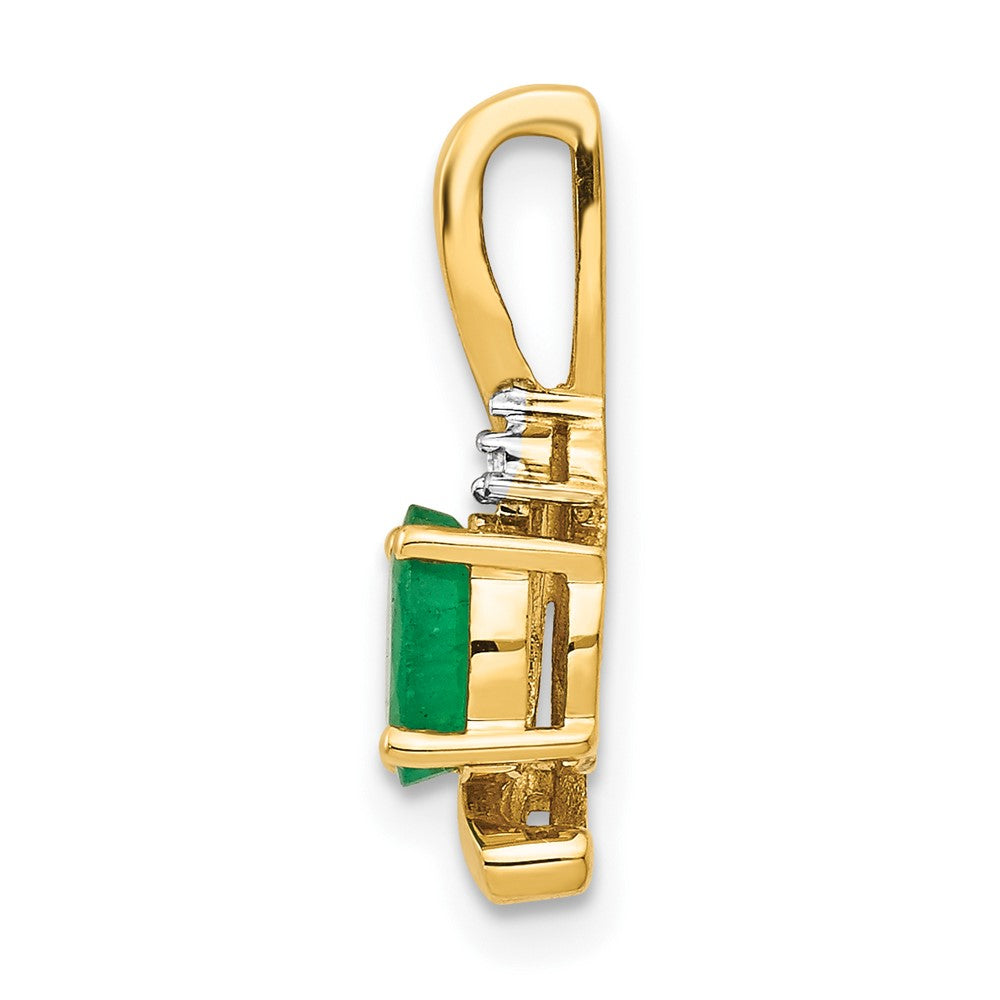 14k Yellow Gold Emerald and Diamond Pendant
