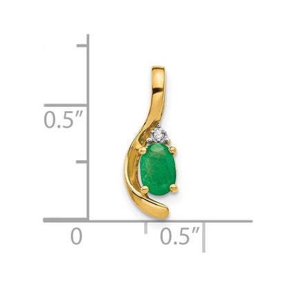14k Yellow Gold Emerald and Diamond Pendant