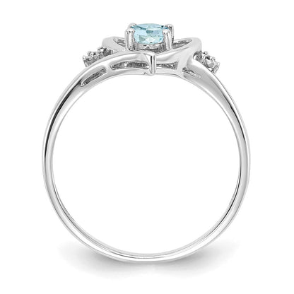 14k white gold aquamarine and real diamond heart ring xbs446