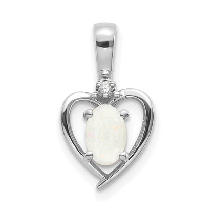 14k White Gold Opal Diamond Pendant