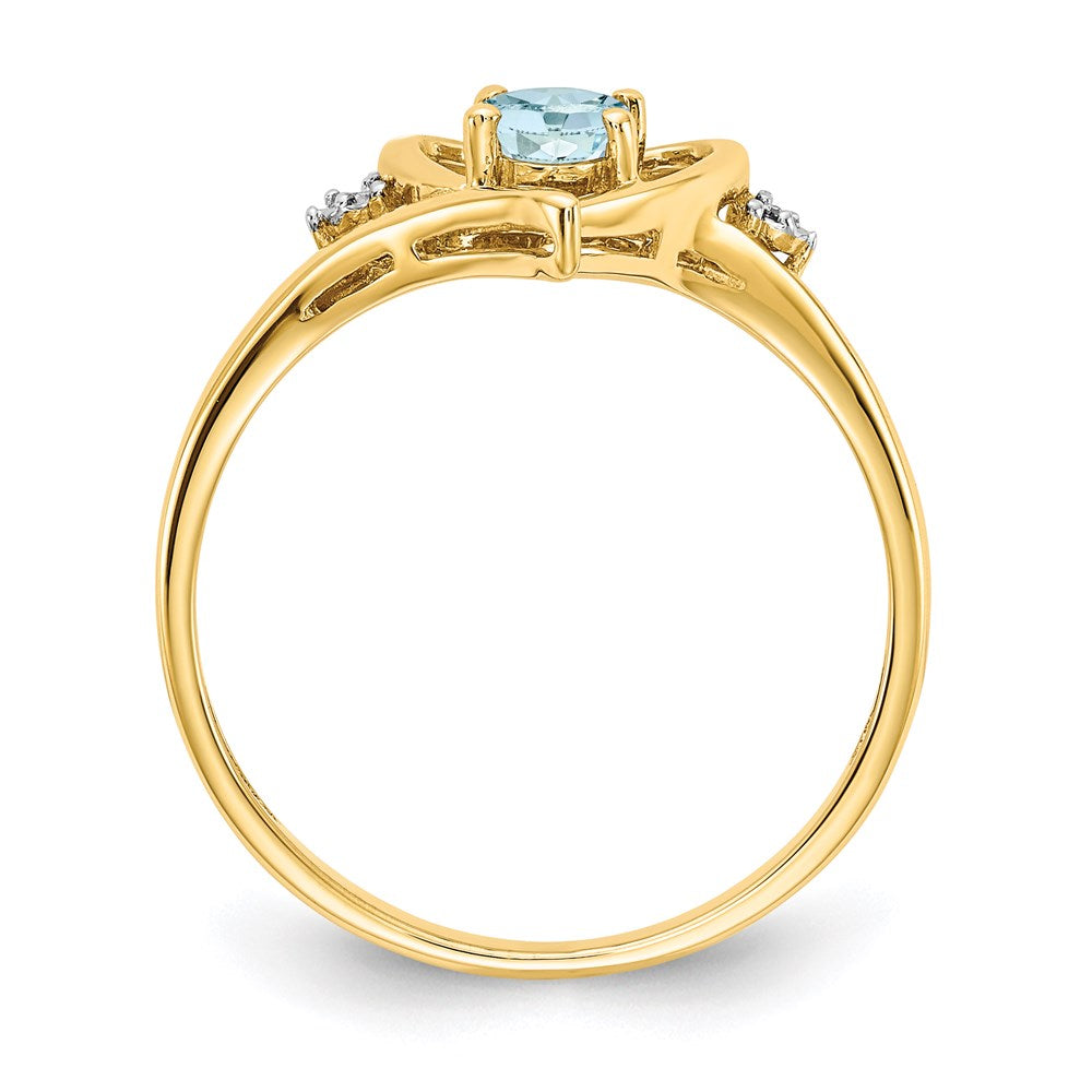 10k yellow gold real diamond aquamarine ring 10xbs482