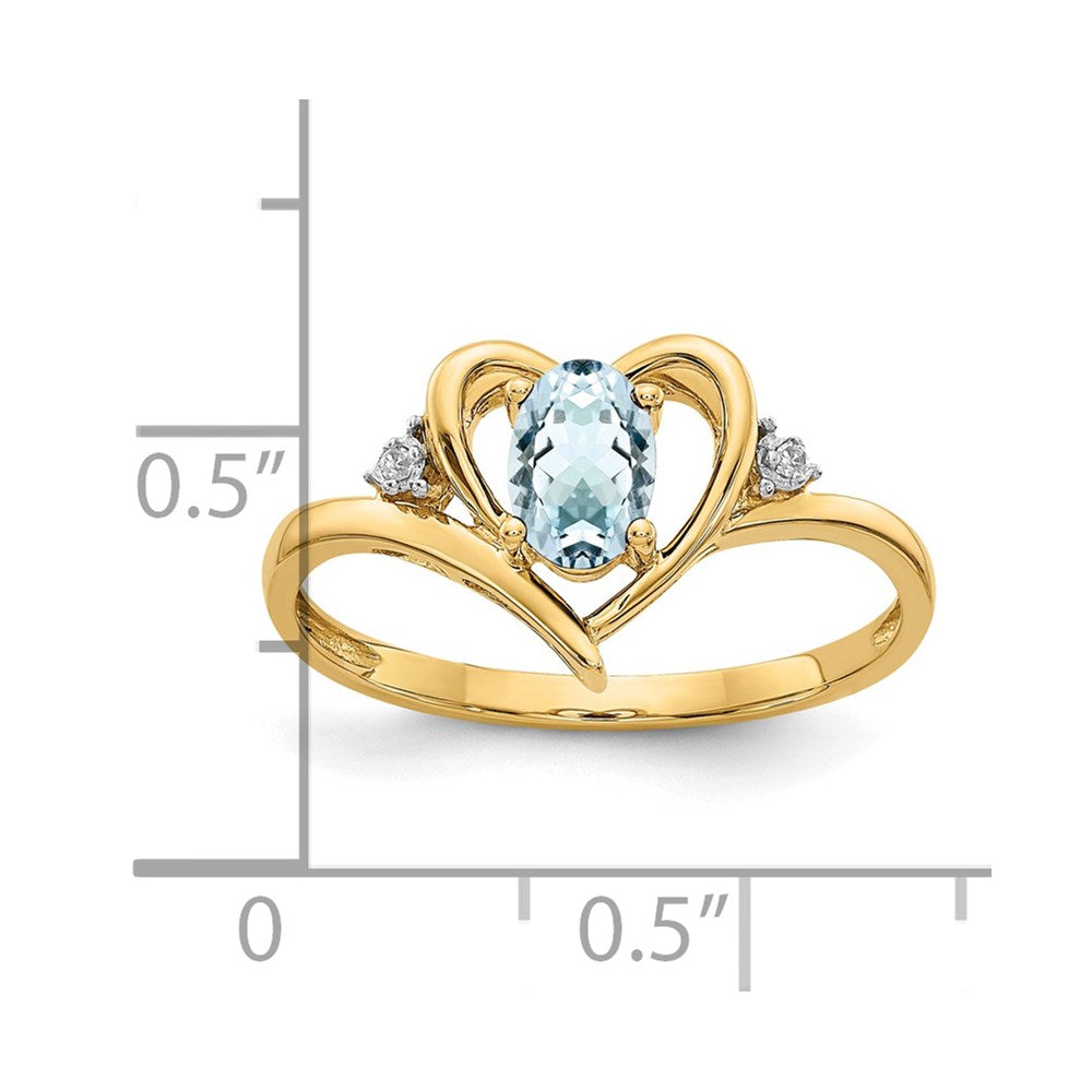 10k yellow gold real diamond aquamarine ring 10xbs482