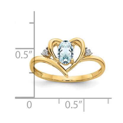 10k yellow gold real diamond aquamarine ring 10xbs482