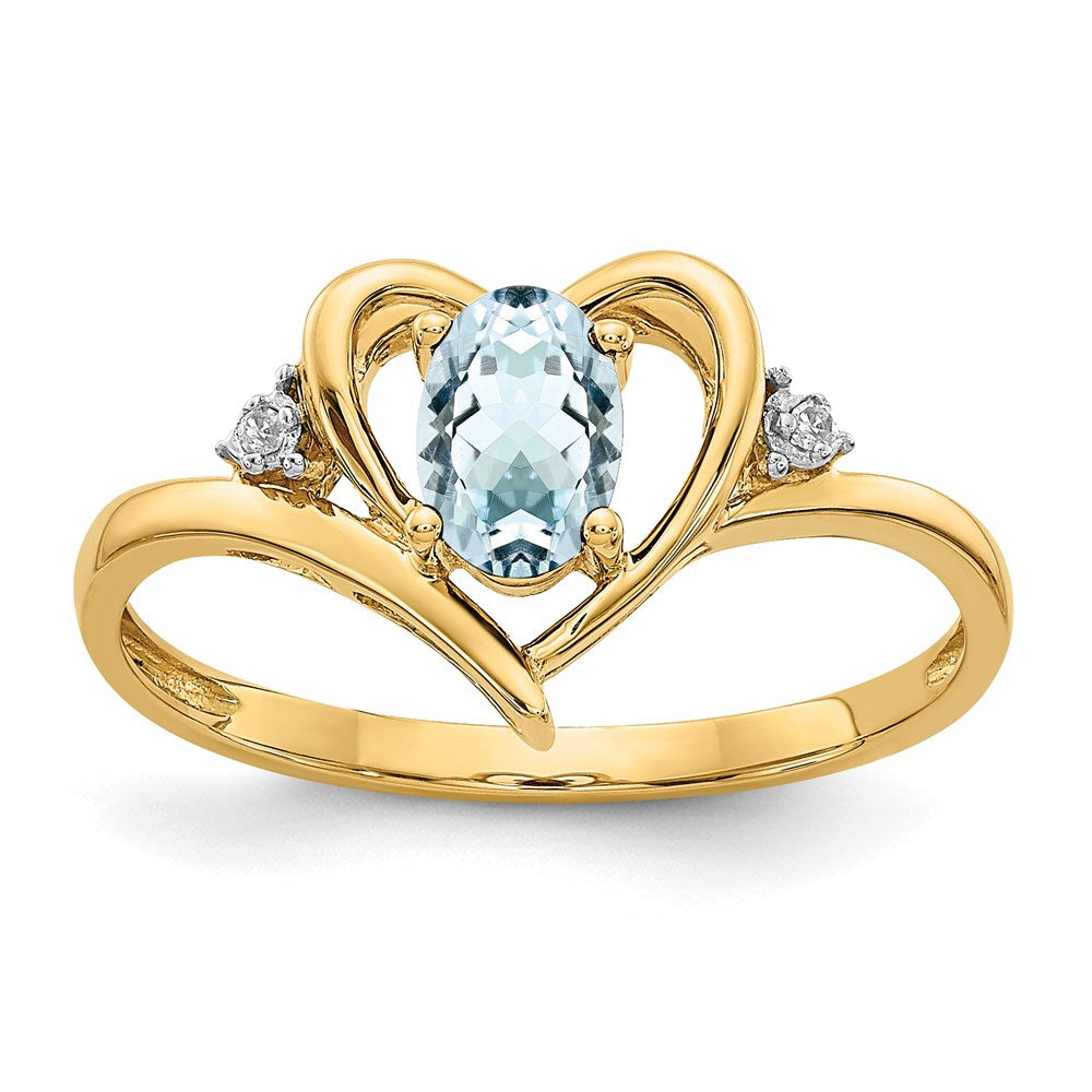 10k yellow gold real diamond aquamarine ring 10xbs482