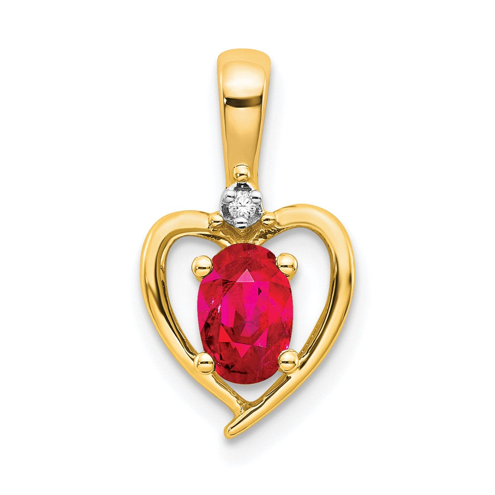 14K Diamond and Ruby Pendant