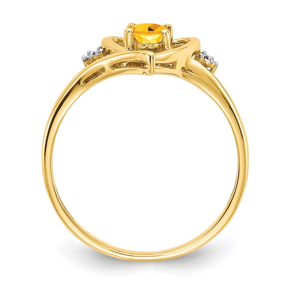 10k yellow gold real diamond citrine ring 10xbs500
