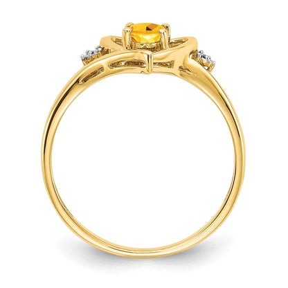 10k yellow gold real diamond citrine ring 10xbs500