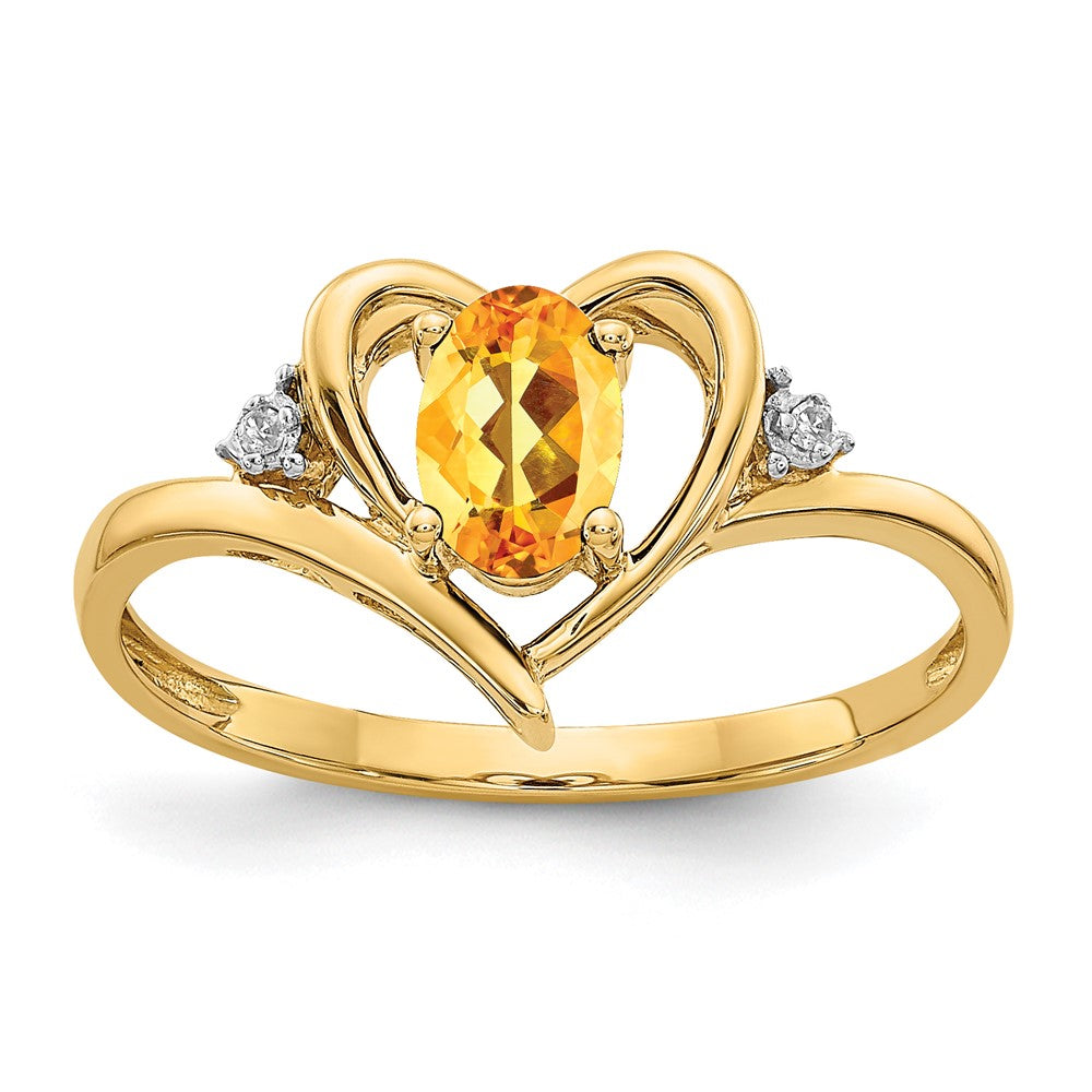 10k yellow gold real diamond citrine ring 10xbs500