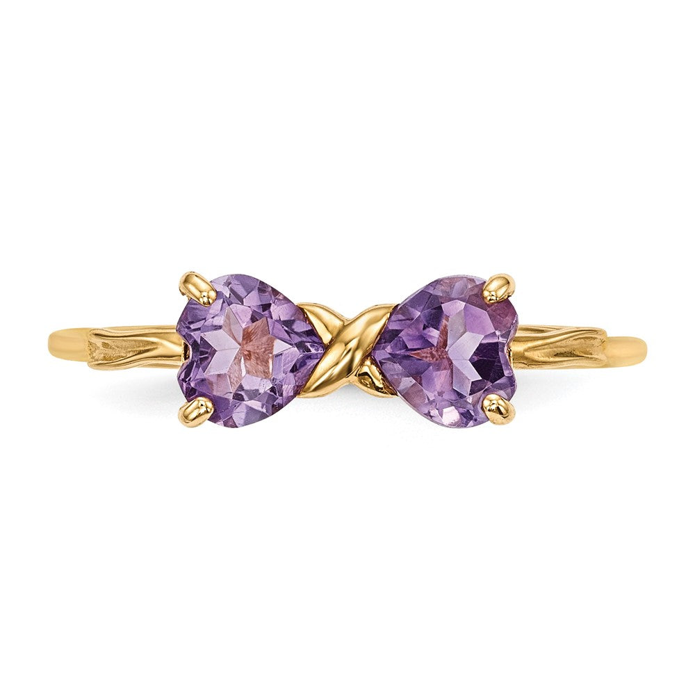 14k Gold Polished Amethyst Bow Ring