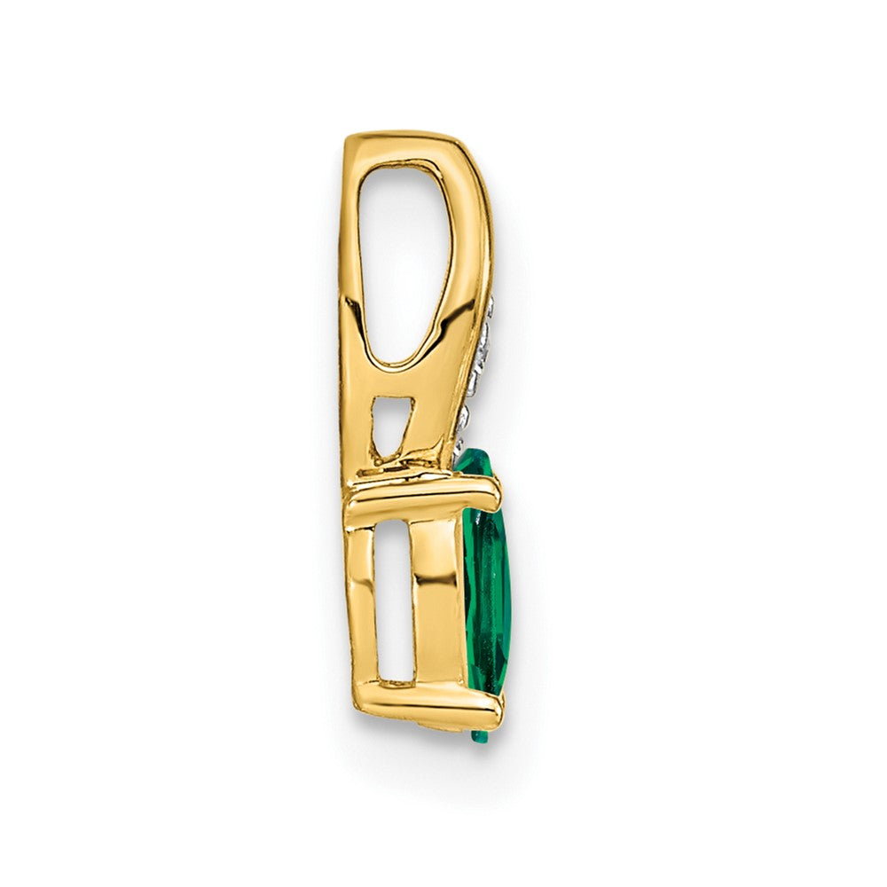 14k Yellow Gold Emerald and Diamond Pendant