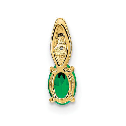 14k Yellow Gold Emerald and Diamond Pendant
