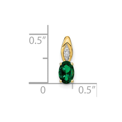 14k Yellow Gold Emerald and Diamond Pendant