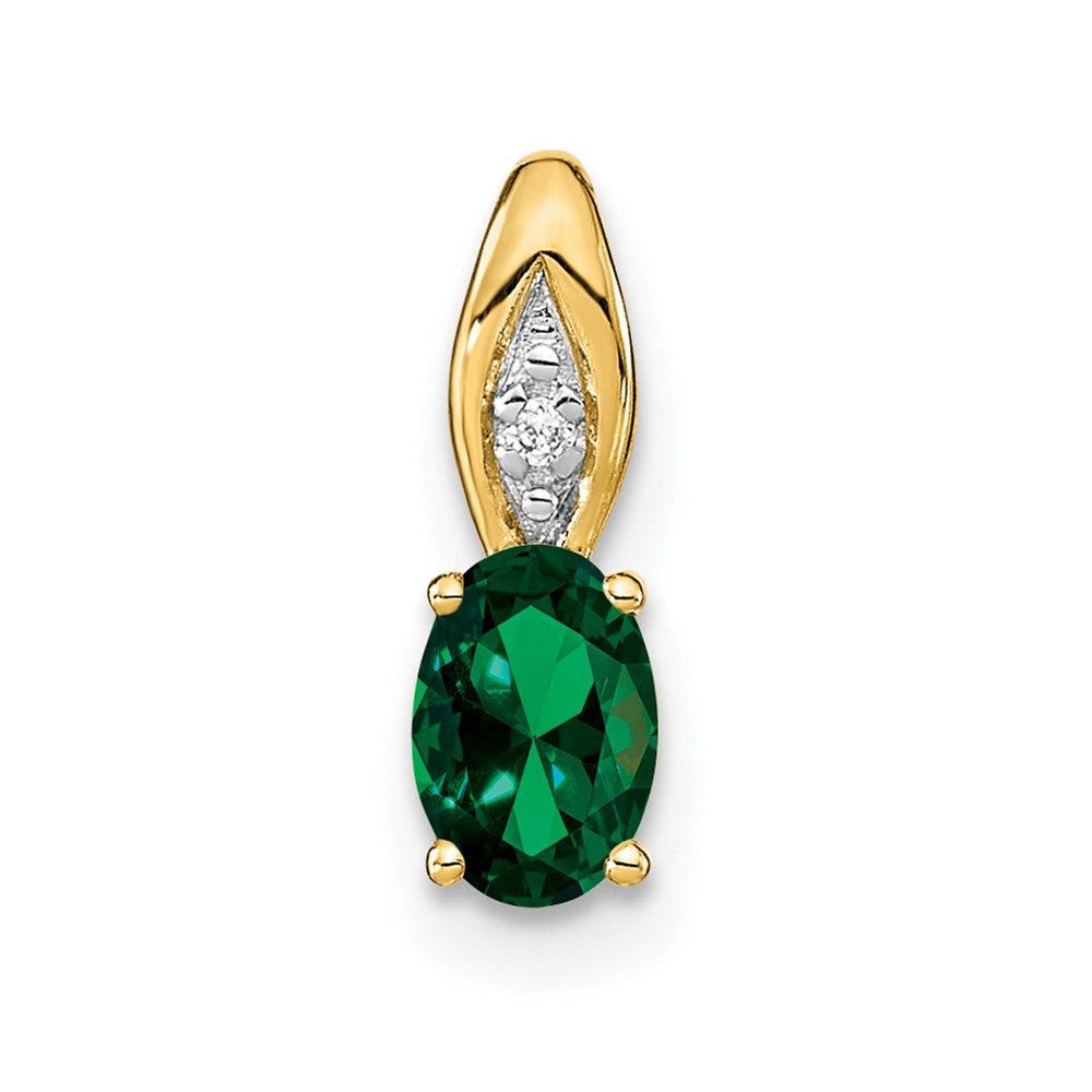 14k Yellow Gold Emerald and Diamond Pendant