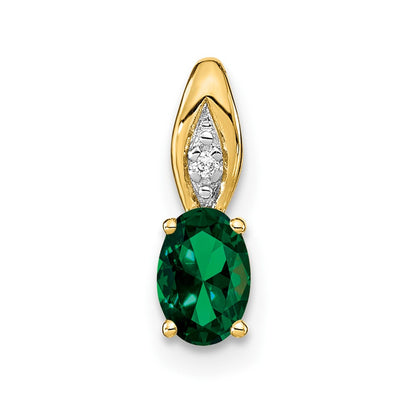 14k Yellow Gold Emerald and Diamond Pendant