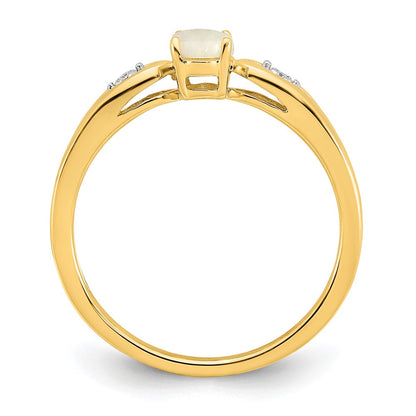 14k yellow gold opal and real diamond ring xbs607