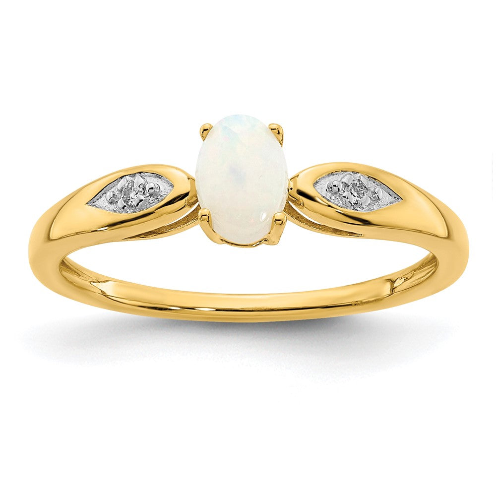 14k yellow gold opal and real diamond ring xbs607