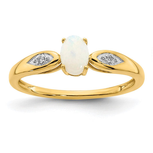 14k yellow gold opal and real diamond ring xbs607