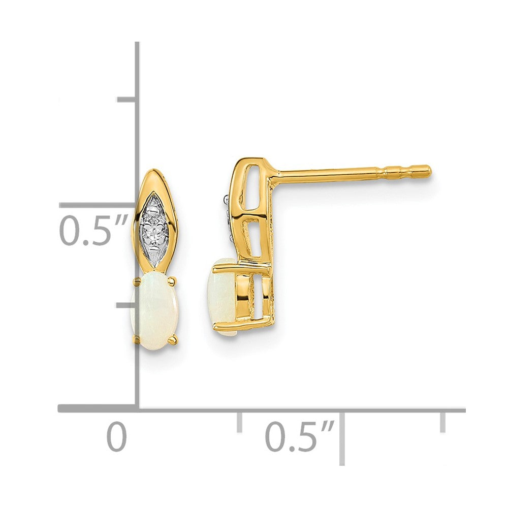 14k Yellow Gold Opal and Diamond Post Earrings