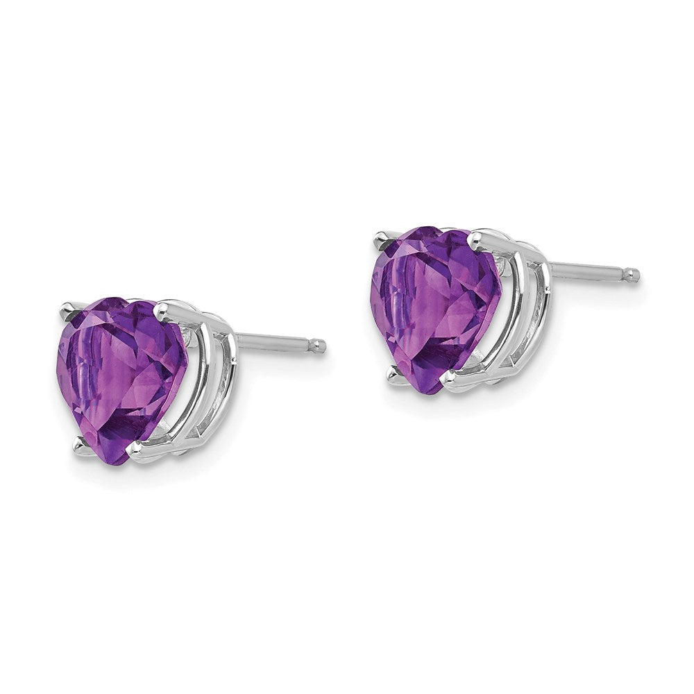 14k White Gold 8mm Heart Amethyst Earrings XE100WAM